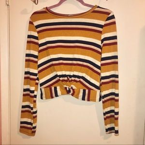 Gaze Autumn Colored Stripped Crop Long Sleeve